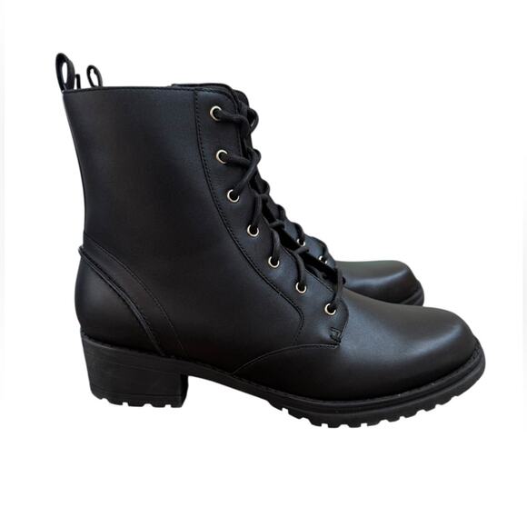 NWOT Cole Haan Black Camea Leather Waterproof Combat Booties – Sz 9.5B - Picture 5 of 8